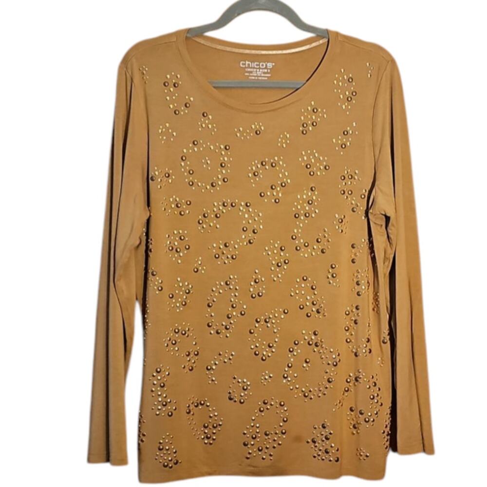Chico's Embellished Women's Camel Top Size 2